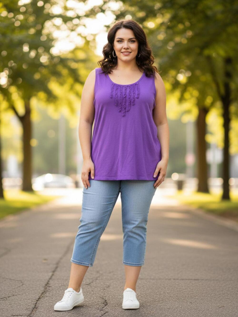 Just My Size Purple Sleeveless Tunic Tank Top Women's 1X 16W